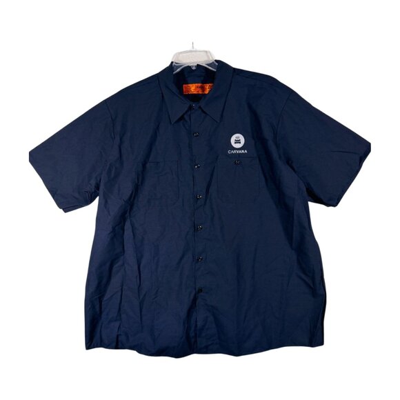 CARVANA Uniform Shirt Mens Sz 3XL RED KAP Embroided Blue Short Sleeve Button Up - Picture 1 of 5